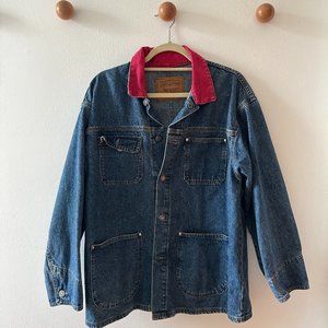 Vintage Levis denim jean jacket with red collar